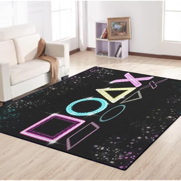 PlayStation ラグマット Game Playstation Print Area Rugs Non-Slip Carpets for Home Living
